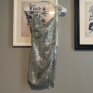 Silver mini dress